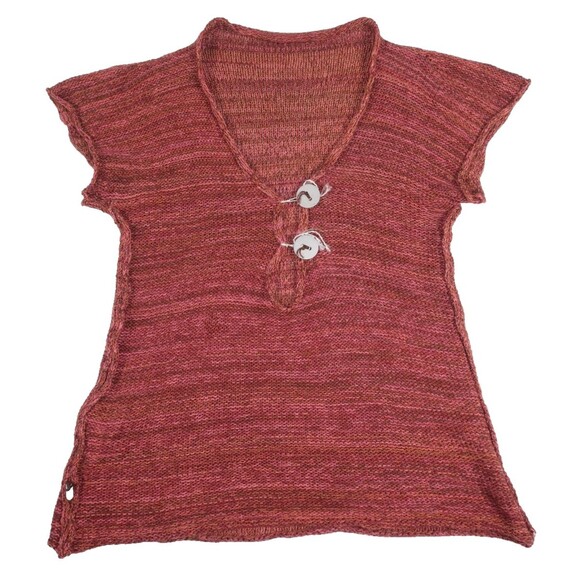 Skif Skifo Art-to-Wear Short Sleeve Handmade  Knit Sweater Merino Cotton Linen M - Picture 1 of 7